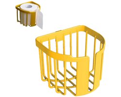 Toiletpapierhouder, wandmontage, papierhouder, mand, ABS-toiletpapierdoos, toiletpapierdispenser, opbergmand voor toiletpapier, toiletrolhouder voor badkamer (geel)