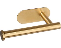 Toiletpapierhouder, zelfklevend, van geborsteld goud, voor wandmontage, roestvrijstalen kleefhouder voor badkameraccessoires voor keramische tegels, glazen tegels en stenen tegels (zelfklevend goud)