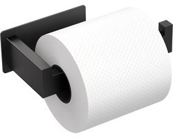 Toiletpapierhouder - Zelfklevende WC Rolhouder - 1 Stuk - Roestvrij Staal Zwart - Voor Badkamer en Keuken - Modern Design