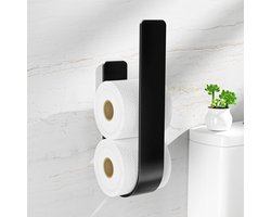 Toiletpapierhouder Zwart - Zelfklevende WC Rol Opberger - 3 Rollen Capaciteit - Boorvrij Metaal Design - Voor Badkamer en Toilet - Matzwart