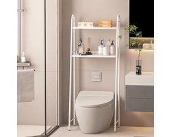 Toiletplank - Badkamer organizer - Ruimte maximaliseren - Dubbelzijdige vangrails - 147 cm hoog - Wit