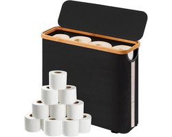 Toiletrol Opslag - Papierhouder Kastmand - Badkamer Organiseren - Waterdichte Oxford Stof - 44 x 16 cm - Zwart