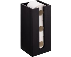 Toiletrol Organizer van Zwarte Bamboe - Vrijstaande Toiletpapierhouder - WC-papier Houder met 3 Rollen