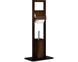toiletrolhouder bamboe - met wc-borstel en houder - staand - 82x36x21cm