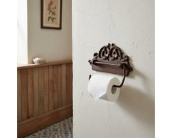 Toiletrolhouder gietijzer bruin 16cmx12cm - Muurbevestiging wc rolhouder hangend - Landelijke wc badkamer