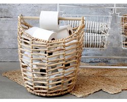 Toiletrolhouder Mand - Rolhouder Rotan - Badkamer Organisatie - Handgemaakt Rotan - 1 stuks - Bruin