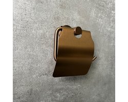 Toiletrolhouder met klep Koper - Wc Rol Houder met klep - Hangende Wc Rolhouder - Geborsteld Koper PVD