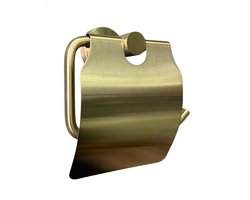 Toiletrolhouder met klep - Toiletrol Houder - Wc Rolhouder - Goud - Geborsteld Messing PVD
