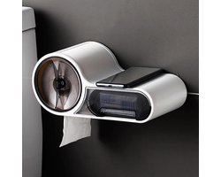 Toiletrolhouder met Lade & Leg plankje - Zonder boren - Hangende toiletpapierhouder - Toilet Wc rol houder