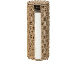 Toiletrolhouder met opbergruimte – wc rolhouder - toiletrolhouder staand - toiletrolhouder - Toiletrol-organizer – Biedt plaats aan 3 rollen – Gevlochten riet – Handgemaakt – Geschikt voor badkamers en de ruimte onder de wastafel