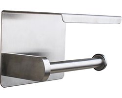 Toiletrolhouder met Plankje - WC Rolhouder - Toiletrolhouder Zilver- Planchet Badkamer Grijs- Toiletrolhouder - RVS