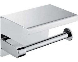 Toiletrolhouder met Plankje - WC Rolhouder - Toiletrolhouder Zilver/Chrome - Planchet Badkamer - Toiletrolhouder - RVS