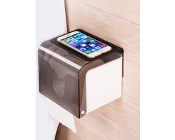 Toiletrolhouder met Telefoonhouder - Toiletrolhouder zonder boren - Hangend - Wand - Toiletpapier houder - Wc papier
