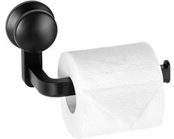 Toiletrolhouder met Zuignap Zwart 16,5 cm - WC Rolhouder - Toiletpapierhouder