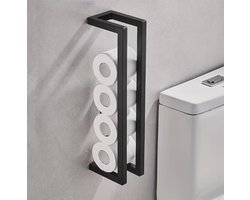 Toiletrolhouder - Muurmontage - WC Rol Houder - Reserverolhouder - Rolhouder - voor Badkamer & Toilet - Roestvrij Staal - Zwart