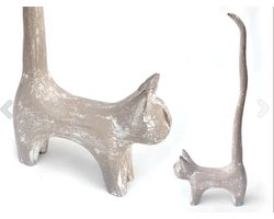 Toiletrolhouder poes - hout taupe - 55x23 cm - Stijlvolle WC-Rolhouder, grappige Rolhouder voor Toilet, Houten Toilet Accessoires