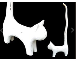 Toiletrolhouder poes - hout WIT - 55x23 cm - Stijlvolle WC-Rolhouder, grappige Rolhouder voor Toilet, Houten Toilet Accessoires