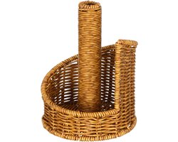 Toiletrolhouder Rotan - Papieren organizer - Badkamer opbergen - Stabiele basis - 20 x 15.5 cm - Bruin
