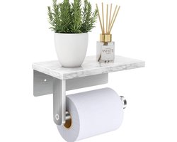 Toiletrolhouder van geborsteld nikkel met natuurlijke marmeren plankschroef Wandmontage tissuerolhouder voor badkamer wasruimte