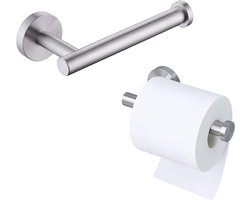 Toiletrolhouder van roestvrij staal, muurbevestiging met schroefbevestiging, kan grote rollen papieren handdoeken vasthouden, geschikt voor badkamer, keuken, wasruimte, modern design (zilver)