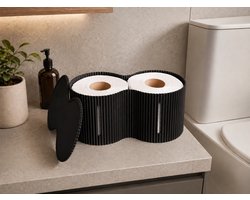 Toiletrolhouder voor 2 Rollen – Japandi Toiletpapier Houder – Minimalistische Badkamer Organizer – Toiletpapier Opberger met Indicatorgleuven – Modern Toilet Accessoire