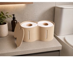 Toiletrolhouder voor 2 Rollen – Japandi Toiletpapier Houder – Minimalistische Badkamer Organizer – Toiletpapier Opberger met Indicatorgleuven – Modern Toilet Accessoire