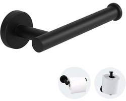 Toiletrolhouder - WC Rol Houder RVS - WC Rolhouder - Boren - WC Papier Houder - Badkameraccessoires - Reserverolhouder - Closetrolhouder - Toiletpapierhouder - Voor wandmontage in badkamer en keuken - Zwart