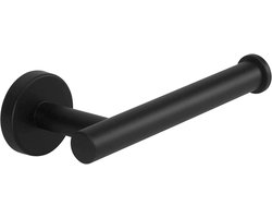 Toiletrolhouder - Wc rolhouder - 16cm - boren - RVS - zwart - Matte - WC Papier Houder - Closetrolhouder - Wc rolhouder zonder klep - Ideaal Voor Badkamer en Toilet - Inclusief bevestigingsschroeven
