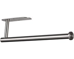 Toiletrolhouder - WC Rolhouder- Keukenrolhouder - Planchet Badkamer - Papieren Handdoekhouder - Onderkast - Papieren Handdoekhouder voor Keuken - Zelfklevend of Schroeven - Wandmontage - Papierhanddoekrolhouder voor Keuken - Badkamer - RVS - Zilver