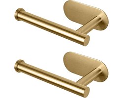 Toiletrolhouder - WC Rolhouder - RVS - Zonder Boren - Zelfklevend - Roestvrij - WC Papier Houder - Voor keuken, badkamer en toilet - 16*8*10.3cm - Goud