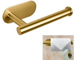 Toiletrolhouder zonder boren - Toiletrolhouder RVS - WC Papier Houder - Closetrolhouder - Zelfklevend / Zonder Boren - Toiletrolhouder - Geschikt Voor badkamer, keuken, toilet - L 16cm - goud