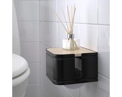 Toiletrolhouder Zwart met Plankje en Bakje - wc rolhouder -