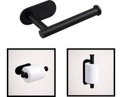 Toiletrolhouder Zwart RVS – Zonder Boren – Extra krachtige 3M plakstrip – GREENVIDA