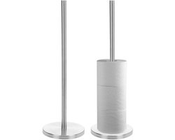 Toiletrollen houder - staand model - RVS metaal - 45 cm hoog - voor 5 rollen wc-papier