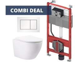 Toiletset Compleet | 4-in-1 | met TECE inbouwreservoir | KLEUR: glans wit + mat witte drukplaat