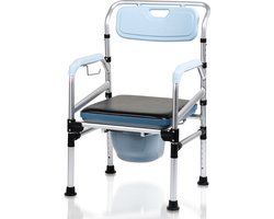 Toiletstoel Hoogte verstelbaar met toiletemmer - Toilet sta op hulp incl. beklede zitting en toiletemmer - Postoel Ergonomisch - WC stoel Draagvermogen tot 160 kg