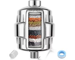 Toivo Douchefilter - Universeel & 17 Laags - Voor Gezonde Huid & Zacht Haar - Waterfilter Voor Douchekop - Shower Filter - Kraanfilter - Zilver