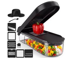 Toivo Kitchen Groentesnijder - BPA-Vrij - Multifunctioneel - 7 in 1 Keuken mandoline - Handmatig - keuken accessoires - Keukensnijder - Uiensnijder - Spiraalsnijder - Frietsnijder - Zwart