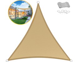Toivo Schaduwdoek Driehoek 3,6 x 3,6 x 3,6 Meter - Crème - HDPE Materiaal - Incl. Touw En Karabijnhaken - Schaduwdoeken - Schaduwnet - Zonwering