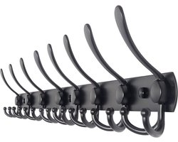 TOJ 24 Haaks Wandkapstok – 75cm - Muur / Wand Kapstok - Hangende Design Muurkapstok - Handdoekrek - RVS - Mat Zwart