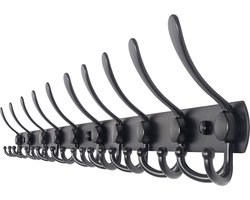 TOJ 30 Haaks Wandkapstok – 96cm - Muur / Wand Kapstok - Hangende Design Muurkapstok - Handdoekrek - RVS - Mat Zwart