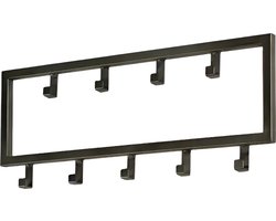 TOJ 9 Haaks Wandkapstok – 50cm - Muur / Wand Kapstok - Hangende Design Muurkapstok - Handdoekrek - RVS - Mat Zwart