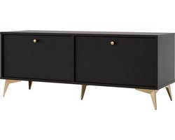 Tokio 302 TV meubel - staand TV-kast 120,6 cm - 2 deuren - zwart grafiet met metalen poten