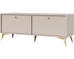 Tokio 302 TV meubel - staand TV-kast - breedte 120,6 cm - beige kleur - metalen hoge poten - met legplanken - 2 deuren - woonkamer meubel