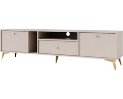 Tokio 313 TV meubel - staand TV-kast - breedte 180 cm - beige kleur- metalen hoge poten - met lade - met legplanken - woonkamer meubel