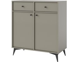 Tokio 826 ladekast - commode - dressoir - breedte 83,6 cm - lichtgroene kleur - metalen hoge poten - 2 laden - 2 deuren - met legplanken - woonkamermeubels