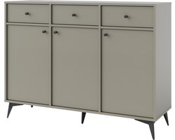 Tokio 827 ladekast - commode - dressoir - breedte 124,5 cm - lichtgroene kleur - metalen hoge poten - 3 laden - 3 deuren - met legplanken - woonkamermeubels