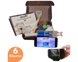 Tokuro Kintsugi Repair Kit XL - Bio Repair Kit - 6 Kleuren: Goud, Zilver, Zwart, Rood, Blauw, Groen - Goudlijm - Keramiek - DIY Kintsugi Kit - Voedselveilig - Vaatwasserbestendig