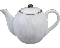 Tokyo Design Design - Nippon White Gold Ronde Theepot 24x16.5cm 1300ml Lijnen Wit Goud