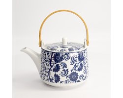 Tokyo Design Studio - Blauw/Wit Bloemen Theepot - 1000 ml - Porselein - Japanse Teapot